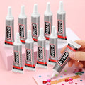 cridoz B7000 Jewelry Glue for Rhinestones,10Pack Flexible Super Glue Gel with Precision Tip Multi Function Clear Gem Glue Fabric Adhesive for Cloth Metal Stone Bead Jewelry Making Wood Glass - size: 10x15ml/0.5 oz