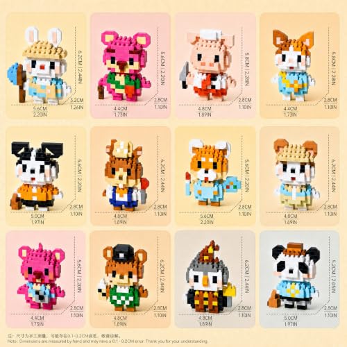 Mini Micro Animal Building Blocks Set, 12 Collectible Mini Animals, DIY Desk Display Ornaments, Stress Relief Craft Model, Handmade Gift for Building Enthusiasts - color: Pastel