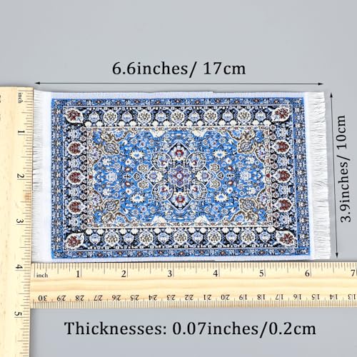 Kifmurase Dollhouse Rug 2Pcs, Miniature Accessories 1:12 Blue, Yellow