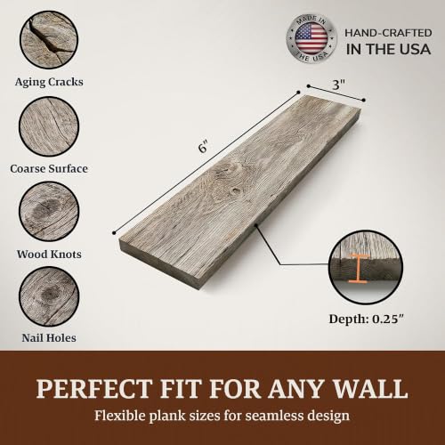 BARNWOODUSA Real Reclaimed Wood Planks, 6 inch Nail-Up Wood Wall Planks