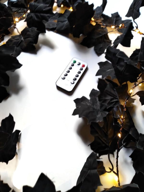 Black Halloween Lighted Hanging Garland 6ft Length with USB Powered LED Lights