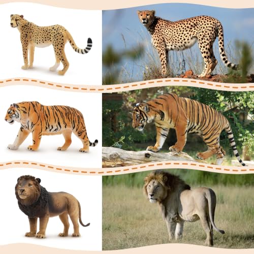 Toymany 8PCS Realistic Lion Tiger Cheetah Leopard Figurines Toy - style: 8PCS Jungle Animals