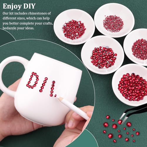 Resin Rhinestones for Crafting with B7000 Jewelry Glue, 2 Boxes Dark Red Flatback Crystals with 3Pcs 10ml Glue for Bedazzling Crafts DIY Nail Art Makeup, Gems for Clothing Shoes - color: Dark Red, size: 2 Small Pack with Glue
