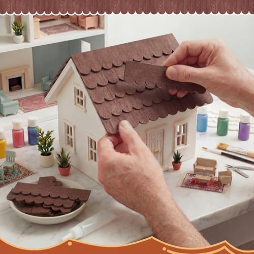 Wenqik 100 Strips Dollhouse Roof Shingles, Chestnut Brown - color: Chestnut Brown
