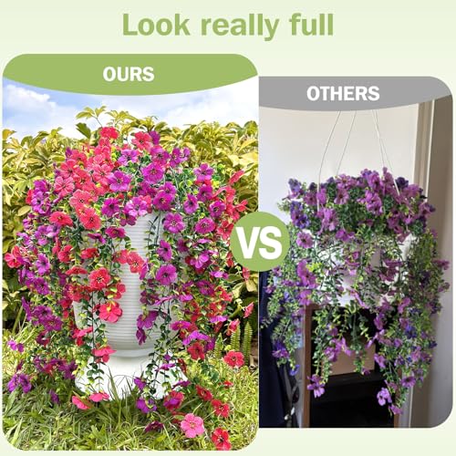 Artificial Hanging Flowers for Outdoors Spring Summer Decor - color: Fuchsia Purple