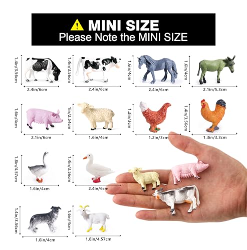 SIENON 12Pcs Mini Realistic Farm Animals Figures Toys for Kids - size: 12 Pieces Miniature Farm Animals