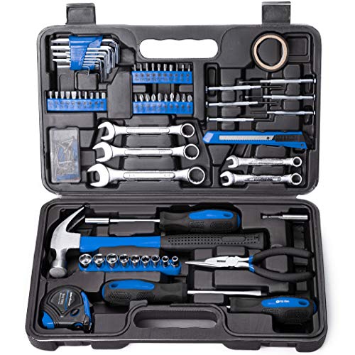 CARTMAN 148-Piece Household Tool Set, Blue Tool Kit with Plastic Toolbox - color: Blue