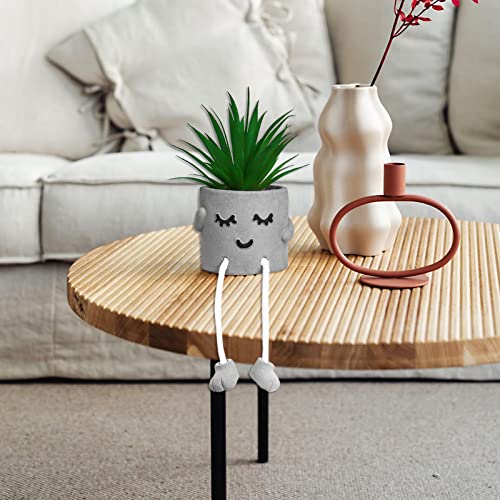 Zerzsy Small Artificial Plants in Cement Pots with Hanging Leg, Bathroom Plants Decor, Cute Fake Plant Succulents Desk Decor for Women, Shelf Decor Aesthetic - Set of 1 - color: 1 Pcs Set/Shy