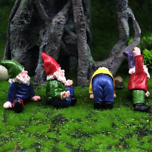 Miniature Garden Gnome Figurines, Yoga Poses, 2.2 Inch, Set of 4, Hand-Painted Desk Decor - color: 4 Pcs Gnomes Yoga Set