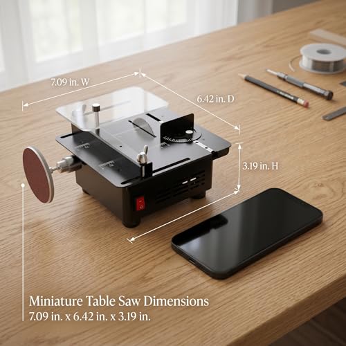 M-T Mini Table Saw for Crafts 7-Speed Hobby Saw 4 Blades Wood PCB Acrylic Cutting