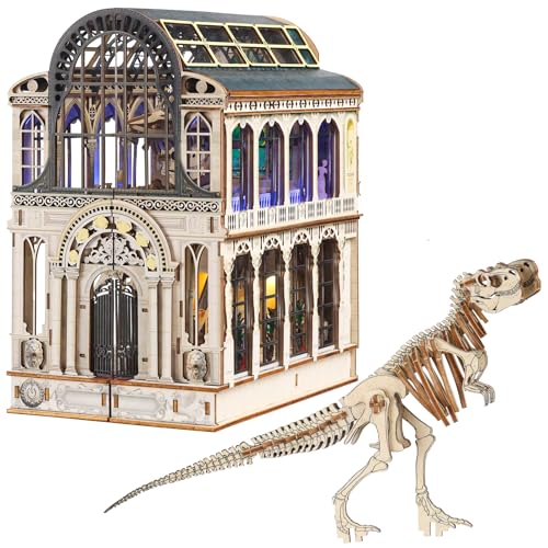 3D Wooden Puzzle for Adult, 3D Puzzle DIY Miniature House Kit for Adult, Booknook with LED Light, 3D Wood Puzzle Gifts for Family, Friend, Bookshelf Decor(Museum of Zoological) - color: Museum of Zoological