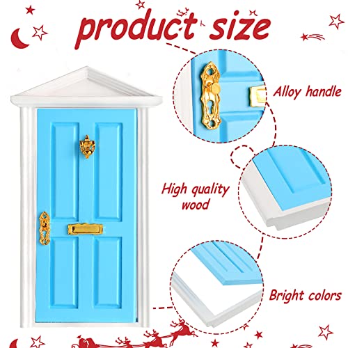Hungdao 20 Pcs Christmas Fairy Door Wooden Miniature Decor, Blue Door - color: Blue Door