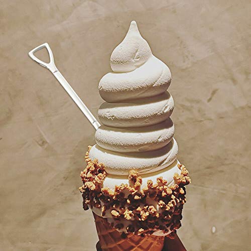Comicf 10 Pcs 4.7 Inches Coffee Spoon Fork, Silver Shovel Shape Dessert Coffee Small Spoon Cocktail Picks Fruit Fork Flatware, Stainless Steel Tea Spoons Set (5 Spoons 5 Forks, Silver) - color: 10 Pcs Silver (5 Spoons+5 Forks), size: 10 Pcs