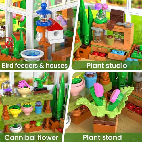 Flowers House Building Set with LED Light, for Adults Teens Girls Ages 8+