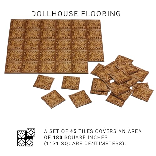 Miniature Dollhouse Flooring, Wood Look Parquet Floor Tiles for 1:12 and 1:6 Scale Dioramas and Roomboxes, REDUCIO! - color: Royal Amber