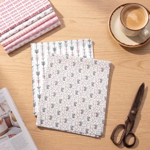 Tigeen 8 Pcs Fat Quarters Fabric Bundles, Pink Baby Girl - style: Pink Baby Girl