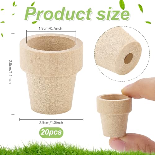 PH PandaHall 20pcs Mini Wood Flower Pots 1x1.1 Inch Natural Wooden Flower Pots Burlywood Rustic Planters for Home Decor Christmas Birthday Gifts Plant Lovers Crafting DIY Projects