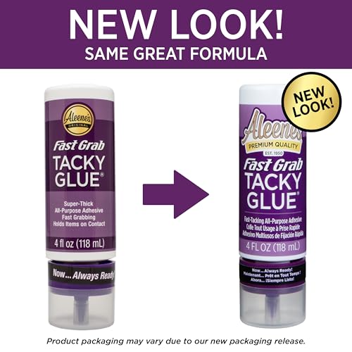 Aleene's Fast Grab Tacky Glue for Crafts in Always Ready Bottle, Nontoxic, Fast Hold, Dries Clear, 4 fl oz
