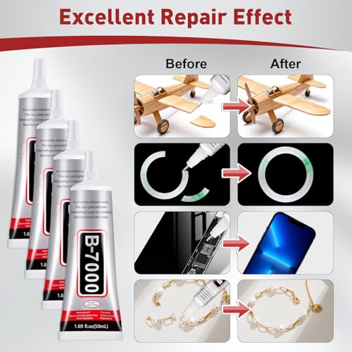 4 PCS 50ml B7000 Glue Clear with Precision Tip, Bedazzling Glue - size: 50ml 4pcs