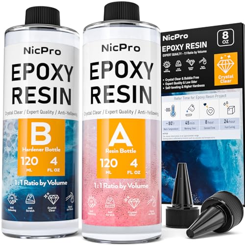 Nicpro 8 Ounce Crystal Clear Epoxy Resin Kit, Food Safe Resin - size: 8 oz.