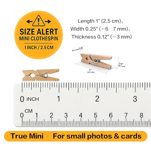 LWR CRAFTS Wooden Mini Clothespins 100 Per Pack 1" 2.5cm (Natural) - color: Natural