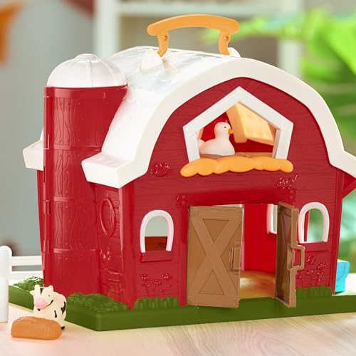 Battat Big Red Barn Farm Playset, Foldable Barn with Tractor, Toddler - style: Red Barn