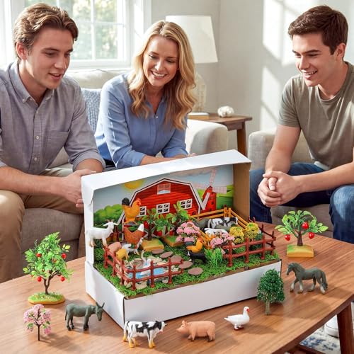 Teyva Daily 48 Pcs Farm Diorama Kit Habitat Project Box Set - color: Farm
