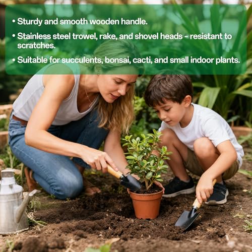 5-Piece Gardening Tool Set with Repotting Mat, Mini Garden Tools for Indoor Plants, Waterproof Potting Mat, Garden Gifts for Women & Men, Succulent Tools Set
