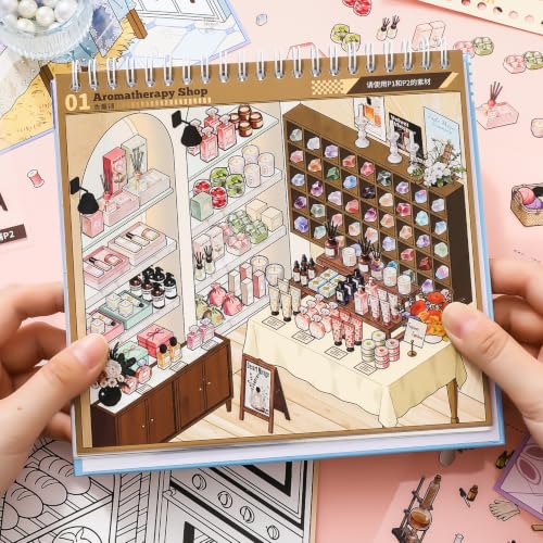 10 Set Themed Stores DIY 3D Sticker Scene Book Restocking Game with Shelves - color: 10 Sets-life Store Series
