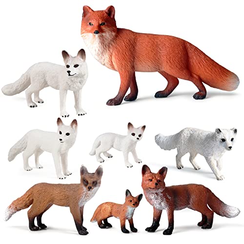 SIENON 8Pcs Mini Fox Animals Figures Woodland Toys Set - color: 8pcs Fox Toy Figures