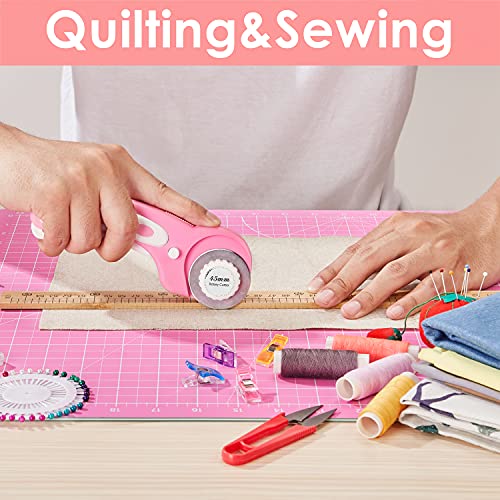 HEADLEY TOOLS 18"x24" Thickened Self Healing Cutting Mat, A2 Rotary Cutting Sewing Mat for Crafts, Double Sided 5-Ply Table Cutting Board for Fabric Quilting Patchwork Arts Hobby Project, Pink/Purple - color: Pink/Dark Purple, size: 23.6"L x 17.7"W