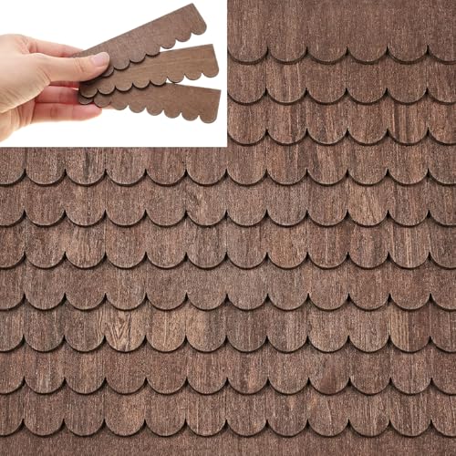 Wenqik 100 Strips Dollhouse Roof Shingles, Brown - color: Brown