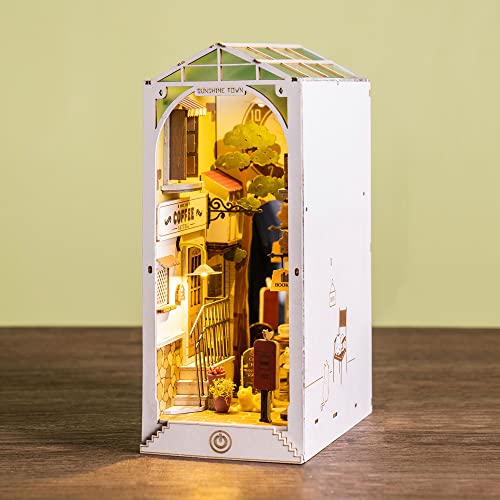Rolife DIY Book Nook Kit Sunshine Town, DIY Miniature Booknook Kit Creative Decorative Bookend Bookshelf Insert 3D Puzzles for Adults, Halloween/Christmas Decorations/Gifts for Adults (Sunshine Town) - color: Sunshine Town