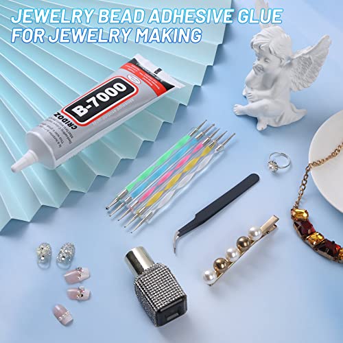 B7000 Jewelry Glue Clear for Rhinestone, Cridoz 3.7 fl oz Craft Adhesive Glue with Precision Tip Multi Function Fabric Glue for Metal Stone Graduation Photo Charms Nail Art Bead Jewelry Wood Glass - color: Clear