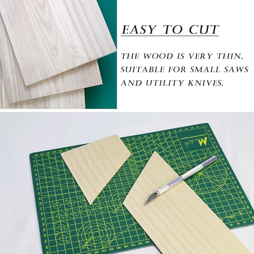 Basswood Sheet 12 Sheets 200x100x1mm Unfinished Balsa Wood - Craft Thin Plywood for DIY Model Building, Airplane Ship Model and Crafts Project Mini Product - Natural Craft Wood