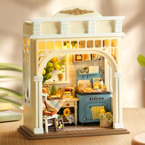 CUTEROOM DIY Miniature House Building Kit for Adults with LED Lights - Realistic Mini Dollhouse Model & Wooden Furniture, Creative Craft Kit for Home Decor Gift- Sunshine Season - style: Sunshine season