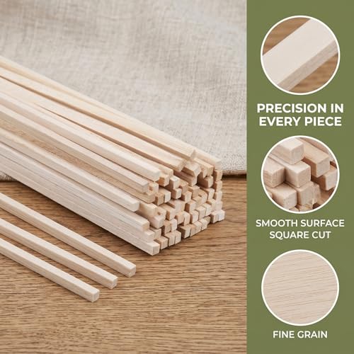 160 Pcs Balsa Wood Strips 1/8 x 1/8 x 12 Inch - size: 1/8 x 1/8 x 12 Inch