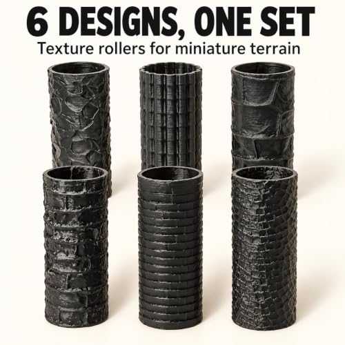 Terrain Texture Rollers, 6-Piece Set for Wargame Scenery & Miniature Bases - color: 6 styles