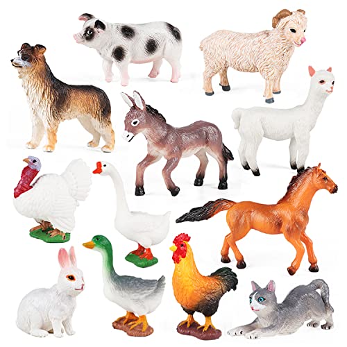 SIENON 12Pack Realistic Mini Farm Animals Figures Toys for Kids - size: 12 Pieces Medium Size Farm Animals