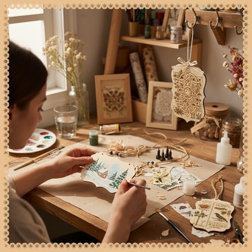 Patelai 10 Pcs Blank Wood Signs Unfinished Plaques with Ropes,3 Styles - style: 3 Styles