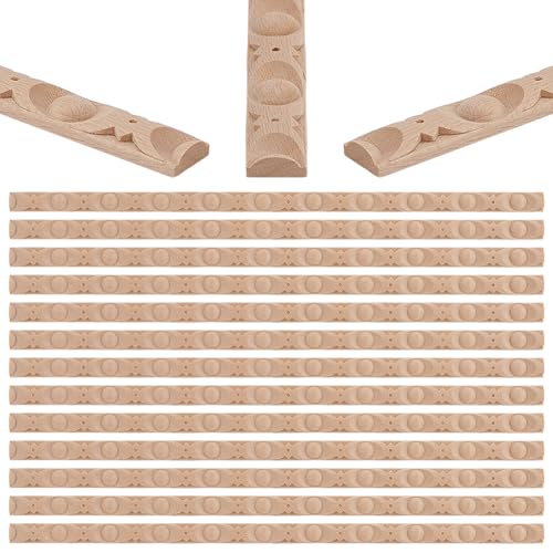 OLYCRAFT 25Pcs 3D Decorative Wood Trim Molding 15.8 Inch Unfinished DIY Trims Bead Pressed Thread Half Wooden Trim Molding Decorative Wood Trims for Home Wall Door Border Ceiling Cabinet Window - style: Bead Pressed Thread