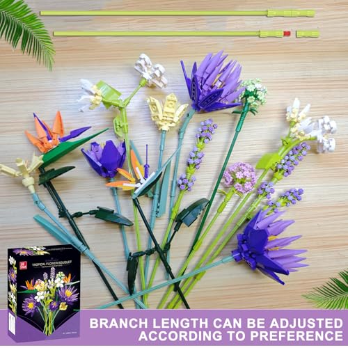 FANTASY&Co. Adult Botanical Collection - Enchanting Floral Elegance Building Art Set - 13 Assorted Flower Models (No Vase) - Premium Home Decor & Festival Gift for Family - style: Floral Elegance