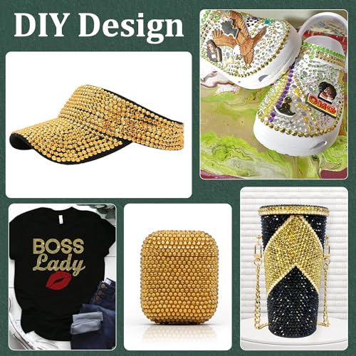 Resin Rhinestones for Crafting with B7000 Jewelry Glue, 2 Boxes Gold Flatback Crystals with 3Pcs 10ml Glue for Bedazzling Crafts DIY Nail Art Makeup，Non Hotfix Gems for Clothing Shoes - color: Copper Gold, size: 2 Small Pack with Glue