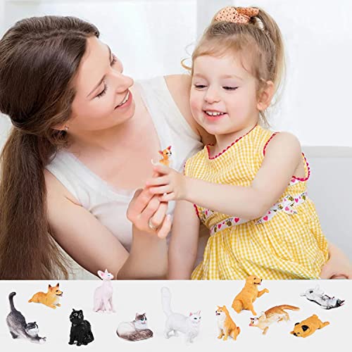SIENON 12PCS Mini Dogs & Cats Figures, Cute Realistic Pet Animal Toys - size: 12 Pieces Mini Dog and Cat
