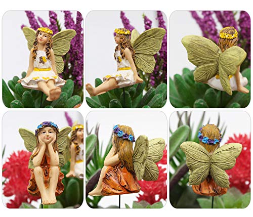 Fairy Garden Vintage Resin Fairy Figurines for Outdoor Garden Yard Lawn Supplies Home Decor Set of 6 - color: Green