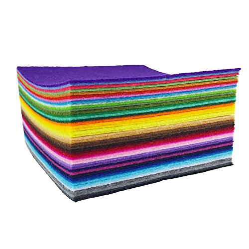 flic-flac 44PCS 6 x 6 inches (15 x 15cm) Assorted Color Felt Fabric Sheets Patchwork Sewing DIY Craft 1mm Thick … (15cm * 15cm, 44pcs) - color: 44pcs, size: 15cm * 15cm