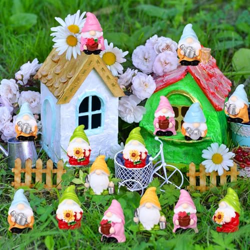 Wonderjune 40 Pcs Mini Gnomes Tiny Figures Miniature Gnomes Figurines Bulk