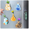 Set of 6 Acrylic Mini Vase Magnets with Dropper Glass Tube for Flower Arrangement Artistic Plant Pots Refrigerator Sticker Set