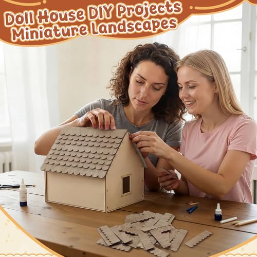 Wenqik 100 Strips Dollhouse Roof Shingles, Light Brown - color: Light Brown