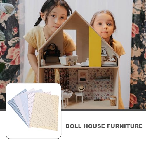 25 Sheets Dollhouse Wallpaper and Flooring Peel and Stick Self-Adhesive Miniature Wall Paper for 1:12 Scale Dollhouse Decoration Assorted Colors 11.41 X 8.26 Inches